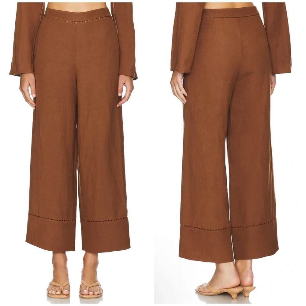 SIMKHAI Colley Cropped Straight Leg Pant in Bronze Size S